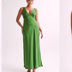 Meshki Nadia Maxi Satin Dress with Cowl Back - Emerald